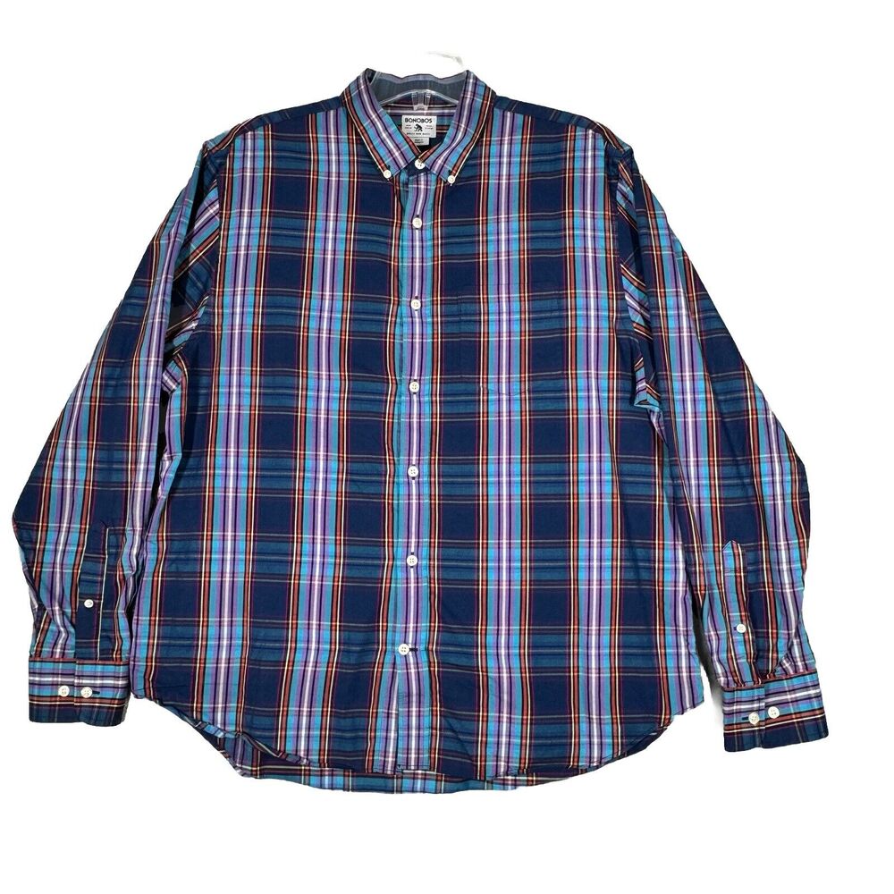 Bonobos Shirt Mens XL Blue Purple Button Up Preppy Casual‎ Cabincore Colorful